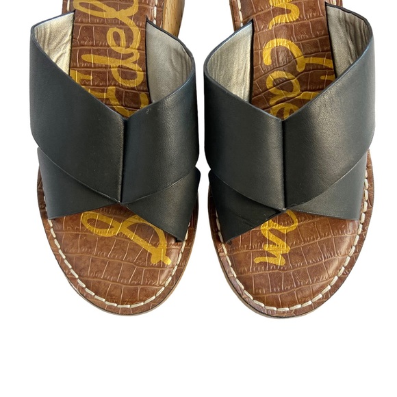 Sam Edelman Remini Black Leather Wedge Sandals Size 9 - Picture 4 of 8